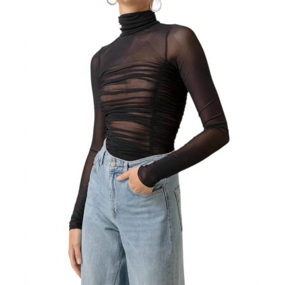 NEW LINE AND DOT quincy mesh top in black - Picture 3 of 4